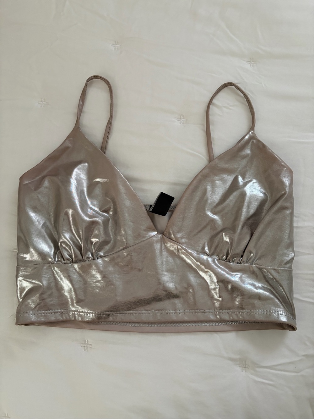 Windsor Metallic Silver Crop Top